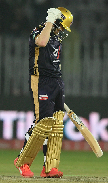 Jason Roy celebrates after chasing down the record total